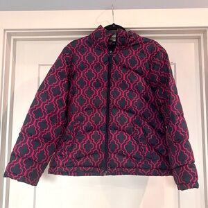 Lands End Navy Blue & Pink Down Quilted Jacket  Coat- Sz M (10/12)